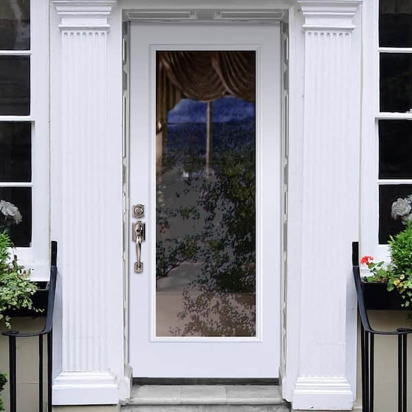 36 in. x 80 in. Premium Full Lite Left Hand Inswing Primed Steel Prehung Front Exterior Door with Brickmold