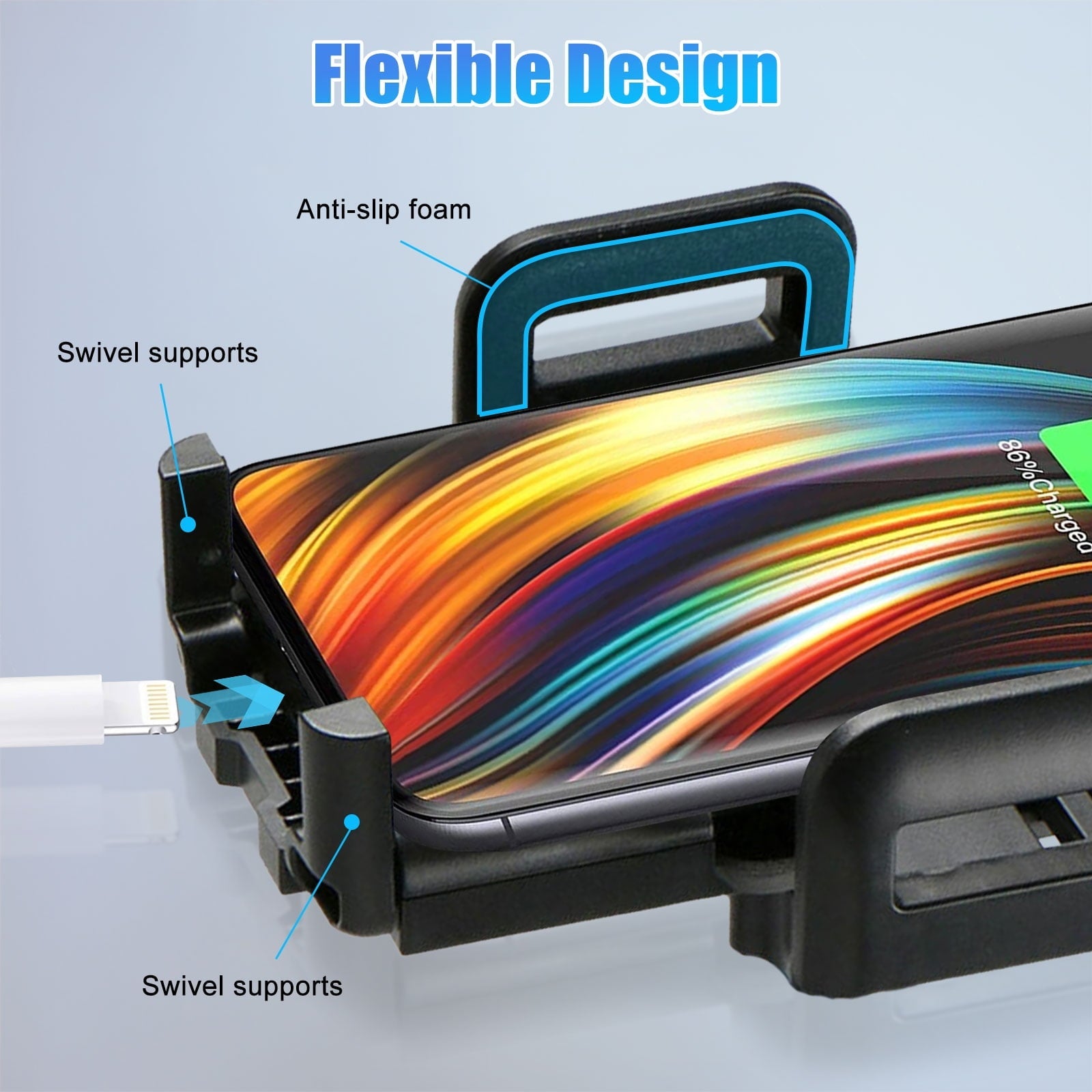 TSV Universal Car Windshield Dashboard Suction Cup 360 Degree Mount Holder Stand for Cellphones iPhone Android, Long Arm Car Phone Holder Windscreen Car Cradle