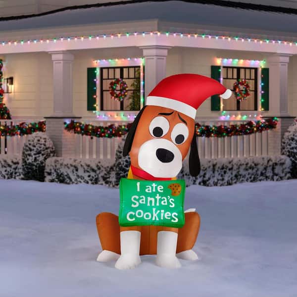 6 ft. LED Santa's Cookies Dog Inflatable