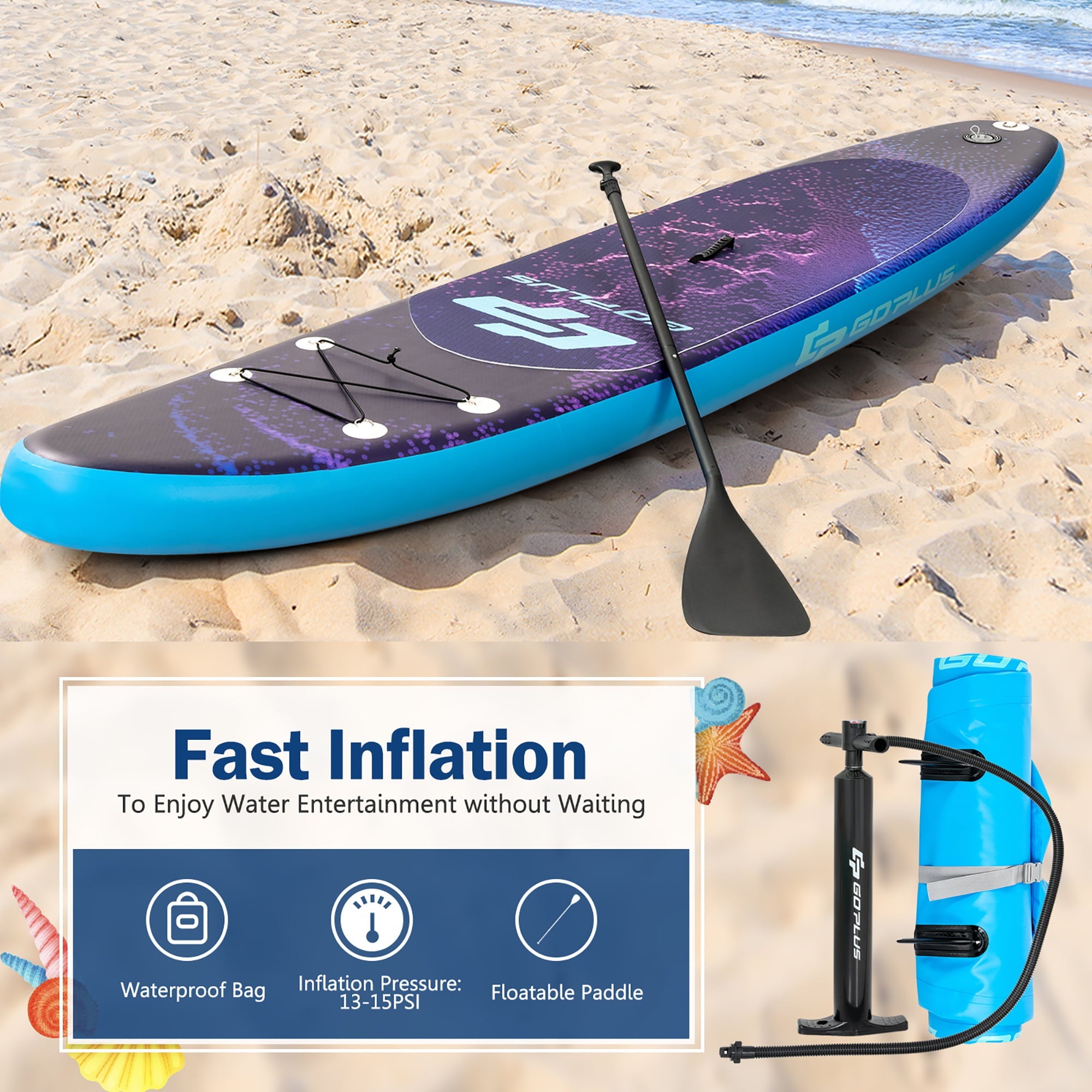 Goplus 10.5' Inflatable Stand Up Paddle Board Surfboard W/Bag Aluminum Paddle