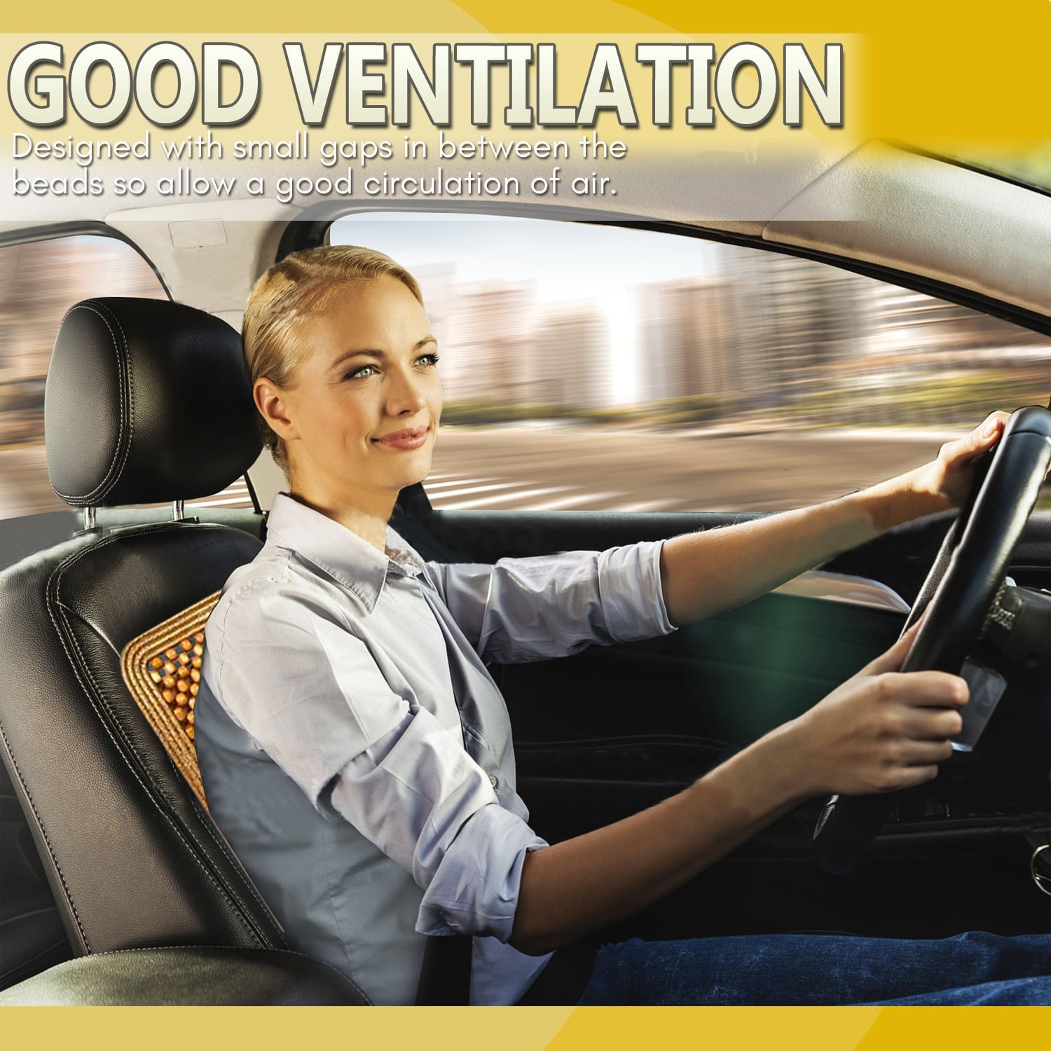 Zone Tech Natural Beaded Seat Cushion