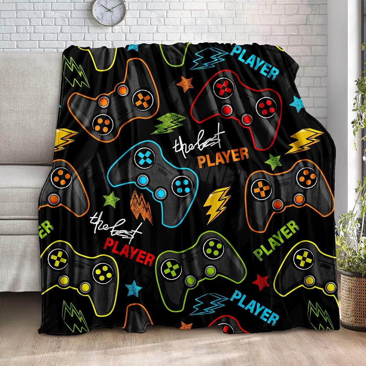 Bedding Gaming Throw Blanket Super Soft Gamer Gift for Couch Sofa for Kids Boys Teens Video Game 50x40in