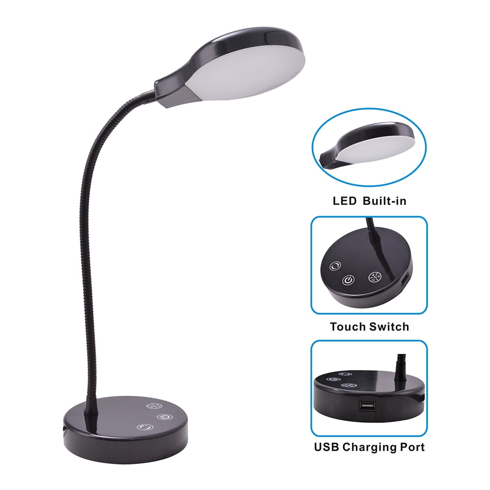 Mainstays 3.5 Watt Dimmable LED Desk Lamp with USB Port, Black