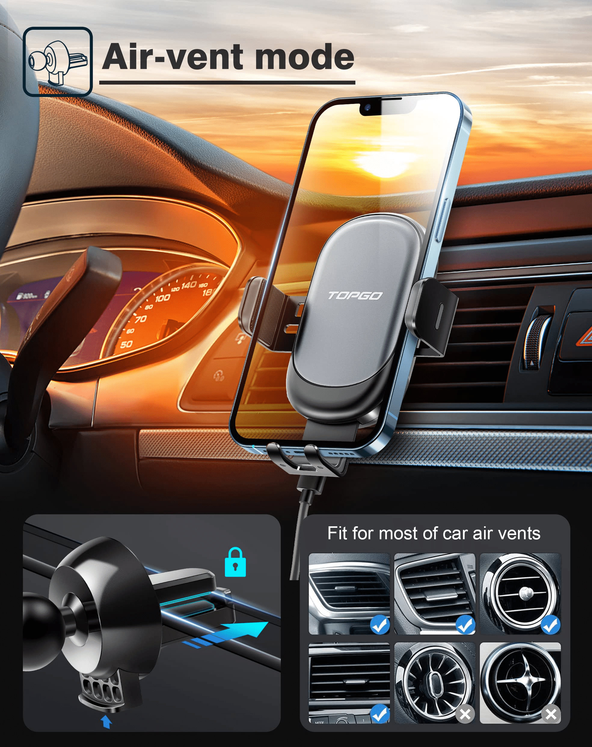 [Upgraded] TOPGO Cup Holder Phone Mount Wireless Charger,Universal Cell Phone Holder Car Charger Wireless-Charger-Cup-Phone-Holder Fast Charging for iPhone11/11 Pro/11 Pro Max, Samsung Galaxy Black