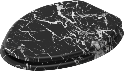 ELONGATED, Silent Slow Close, Molded Wood Adjusting Toilet Seat, Marble Black