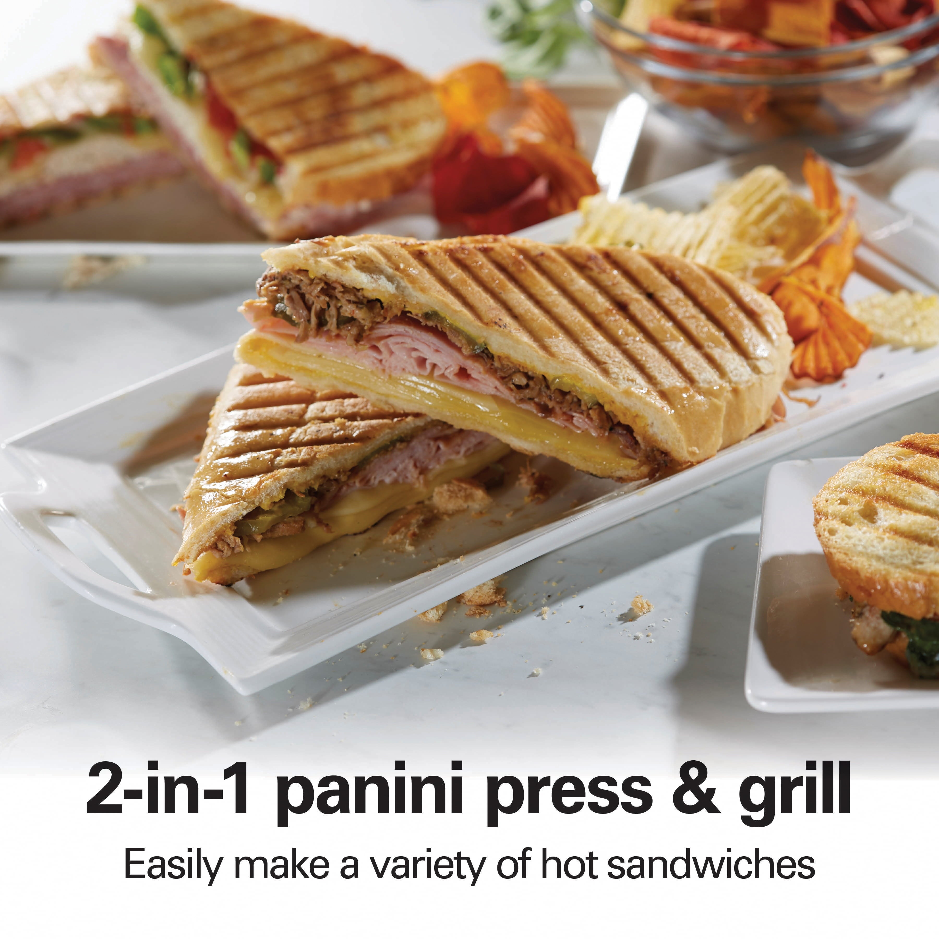 Hamilton Beach Indoor Grill with Panini Press 2 in 1, Nonstick Plates, Stainless Steel, 25334-MX