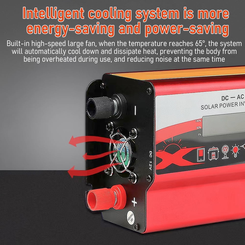 DFITO 3000W Vehicle Car Power Inverter DC 12V to AC 110V Converter LCD Display 4 USB