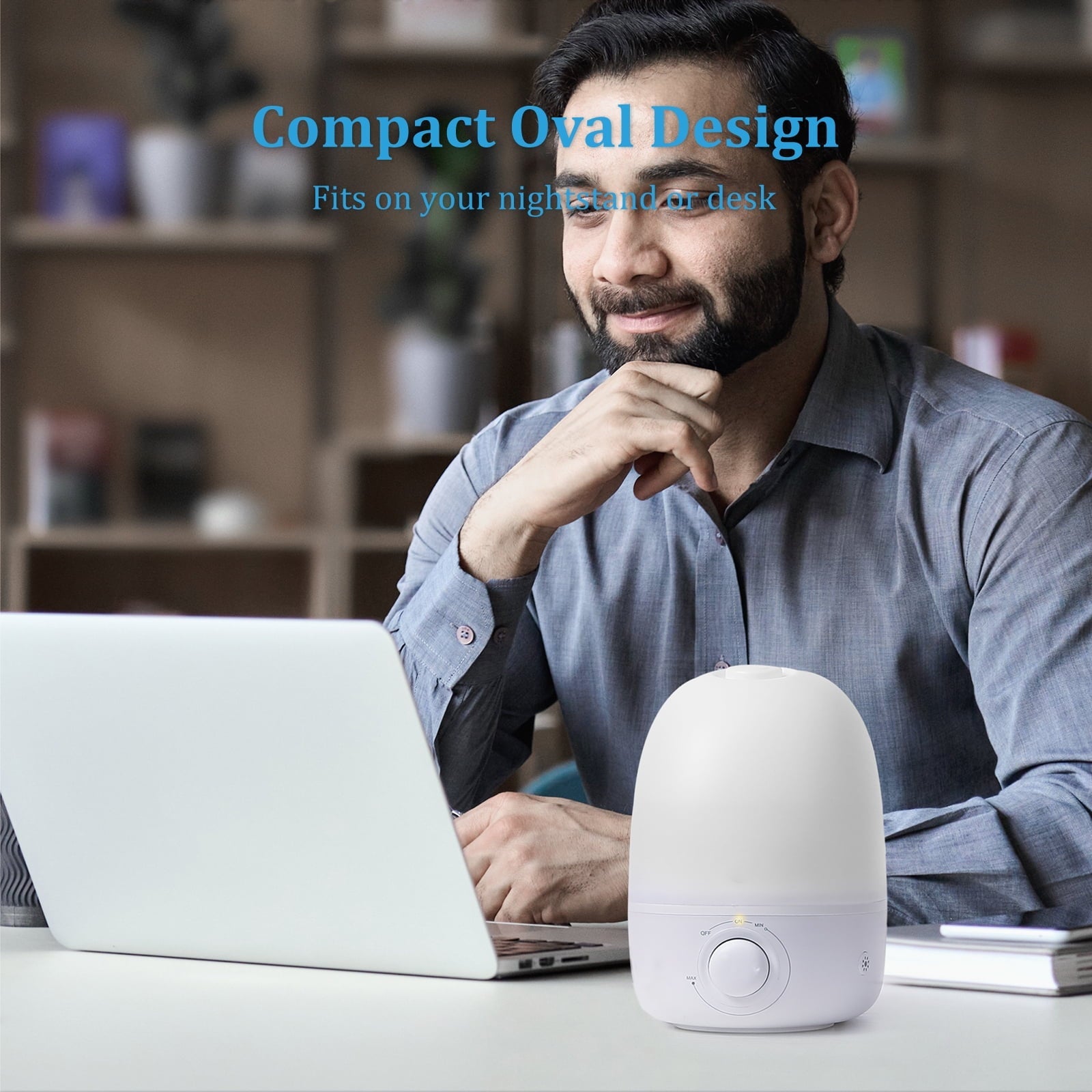 TaoTronics Humidifiers, 2.5L Ultrasonic Cool Mist Humidifier, 26dB Whisper Quiet Essential Oil Diffuser with Night Light for Baby Room, Nursery, Bedroom, Home, Office, White