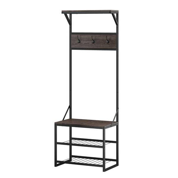 Afton Weathered Brown Metal Frame Hall Tree