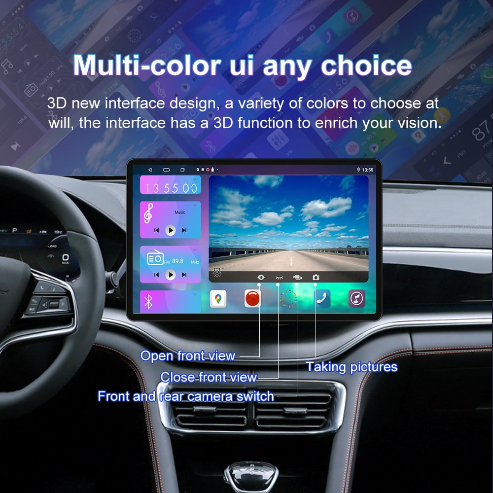 13.3 Inch Car Stereo Radio Android 12 Touch Screen 1DIN Carplay GPS Wifi 2+32G+AHDCAM