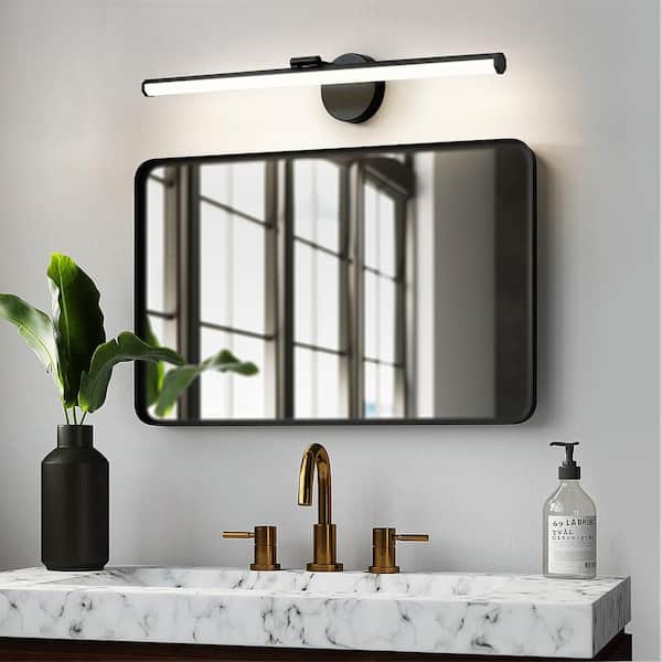 30 in. 1-Light Matte Black LED Vanity Light Bar 24-Watt Rotatable Bathroom Light Fixture