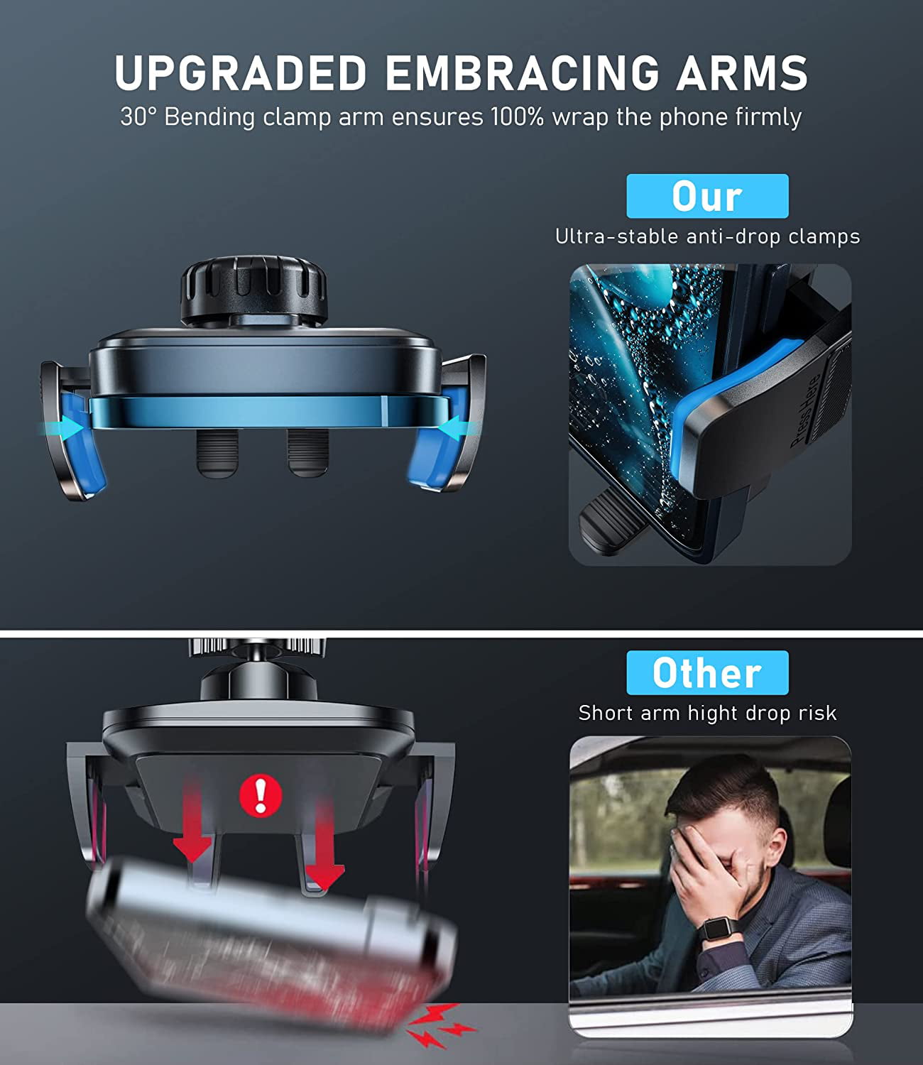 ABLEGRID Car Phone Mount, [Bumpy Roads Friendly] Powerful Suction Cup Phone Holder for Car Dashboard Windshield Air Vent Hands Free Clip Cell Phone Holder Compatible with All Mobile Phones