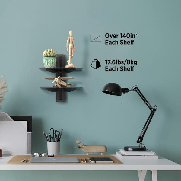 Heavy-Duty Double Tempered Glass AV Wall Shelf