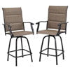 Sophia & William 2Pcs Outdoor Metal Swivel Bar Stools Patio Padded Height Textilene Chairs