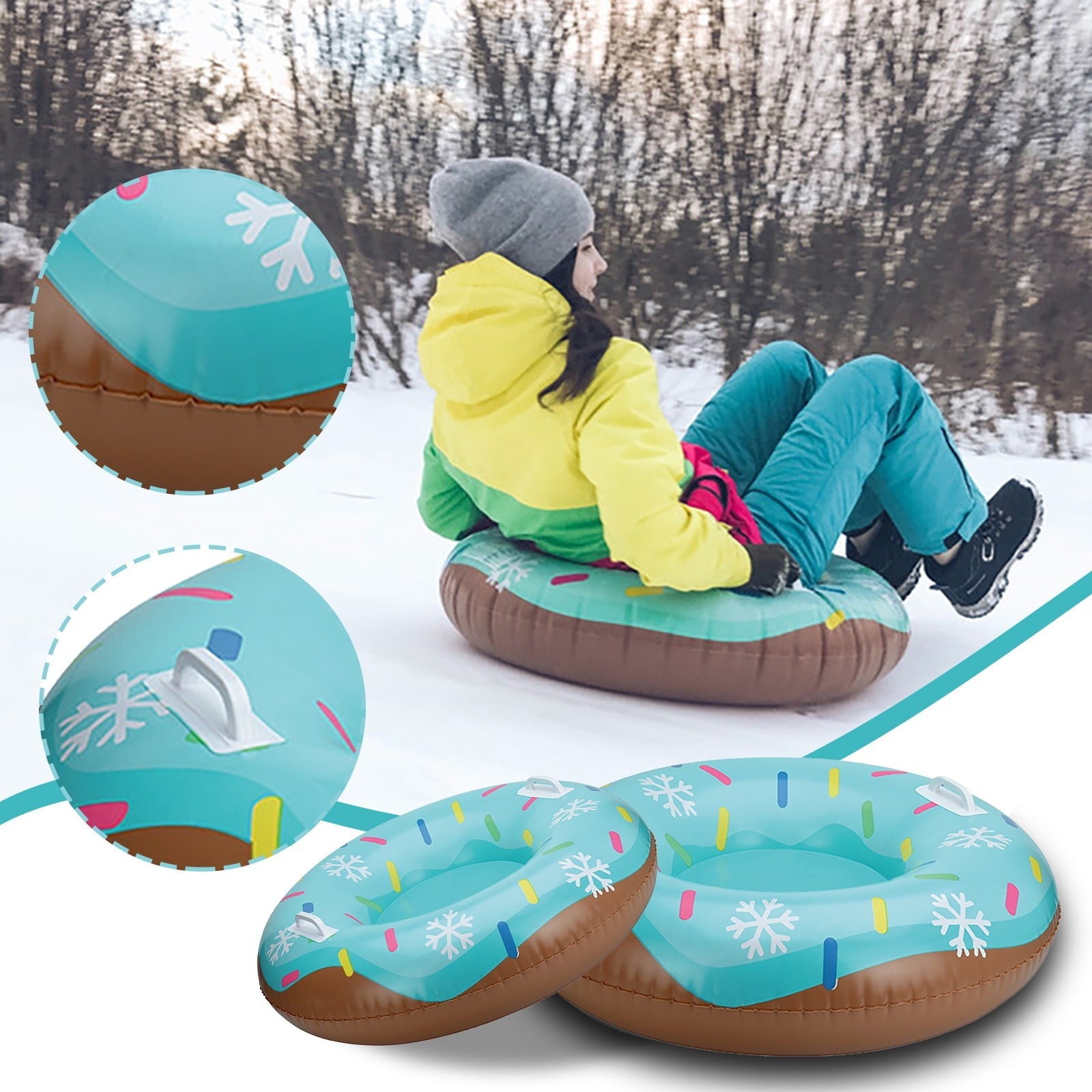 Skiing Ring Pvc Snow Sled Tire Tube For Kid Ski Pad Outdoor Sports With Handle