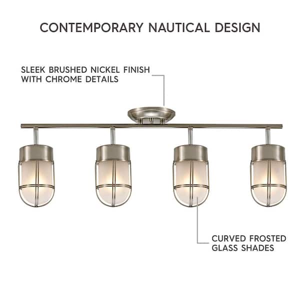 Miles 2.3 ft. 4-Light Brushed Nickel and Chrome Detail Track Lighting Kit