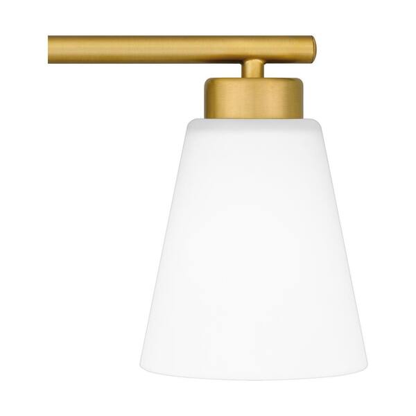Eastburn 28.13 in. 4-Light Gold Vanity Light with Frosted Glass Shades