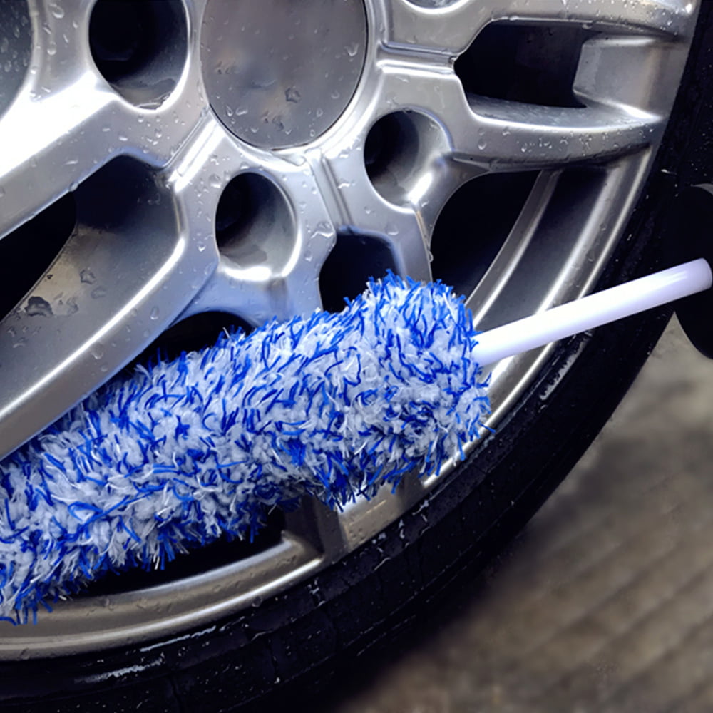 Car Wheel Tire Rim Wash Brush Detailing Cleaning Microfiber Auto Care Washing Tool Car Accesories （Blue）