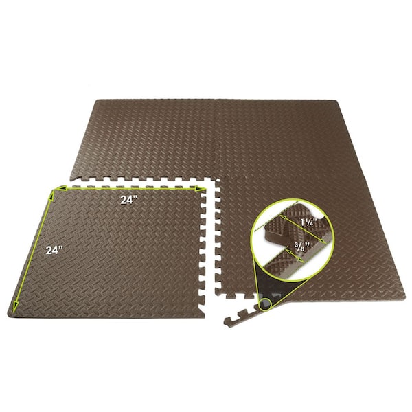 Exercise Puzzle Mat Brown 24 in. x 24 in. x 0.5 in. EVA Foam Interlocking Anti-Fatigue Tile Mat (24 sq. ft.) (6-Pack)