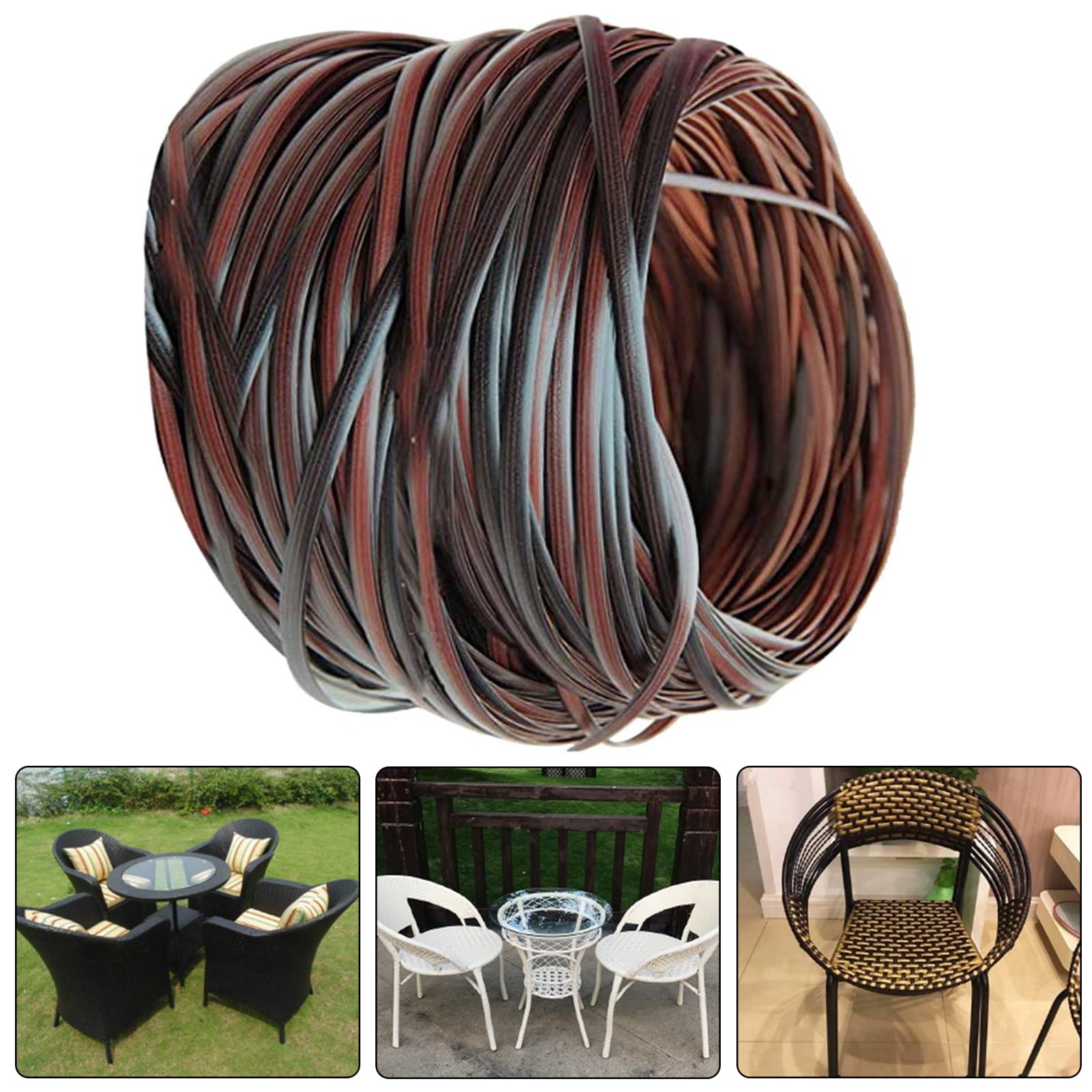 Furniture Wicker Repair Kit, 105ft High Strength Wicker Repair Supplies, Stuffygreenus Flat Rattan Material for Patio Chair Repair Flat Wicker Sofa Table Repair Replacement, 8mm width (Brown)