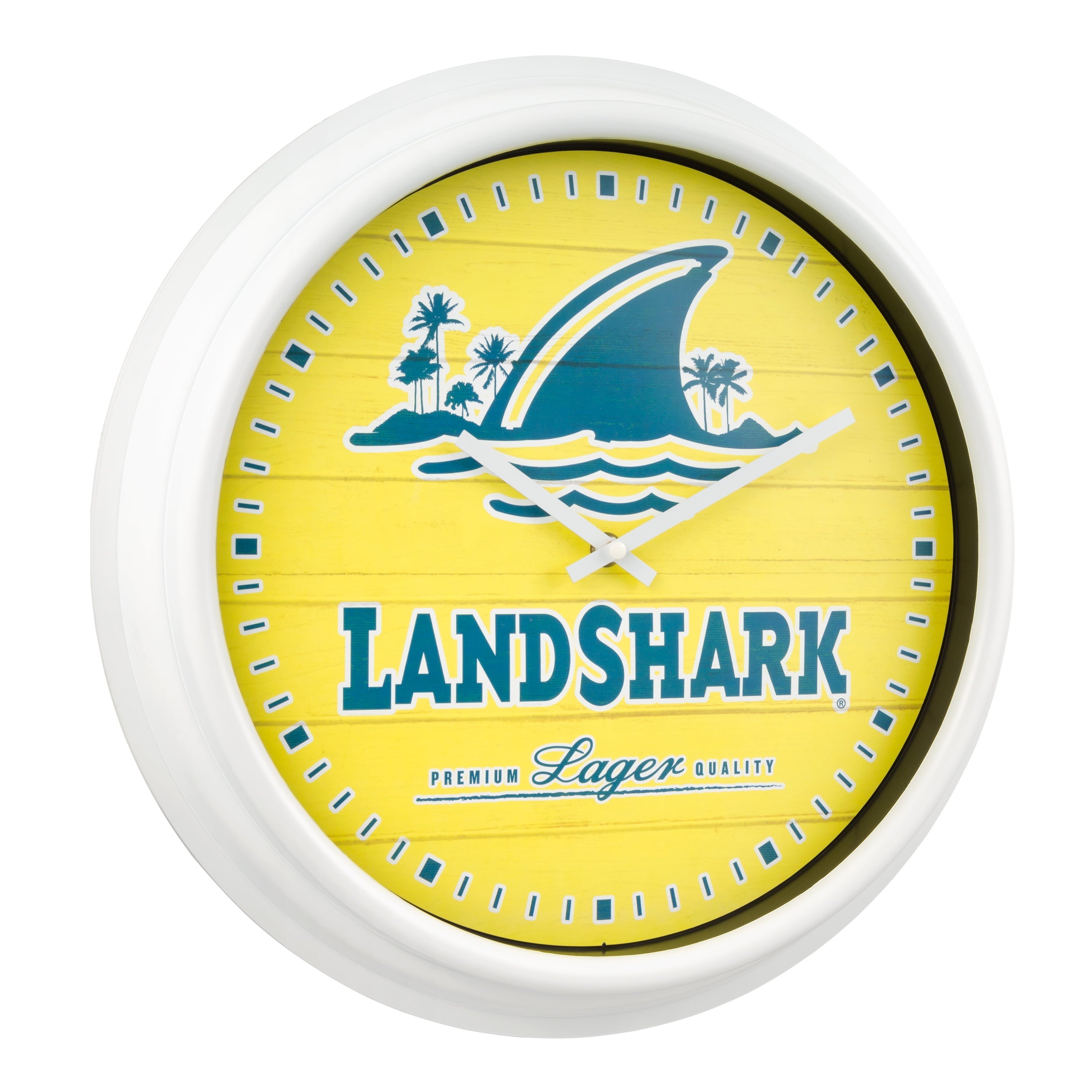 La Crosse Clock 15.75-inch Yellow Landshark Outdoor Quartz Analog Clock, 433-3841LS