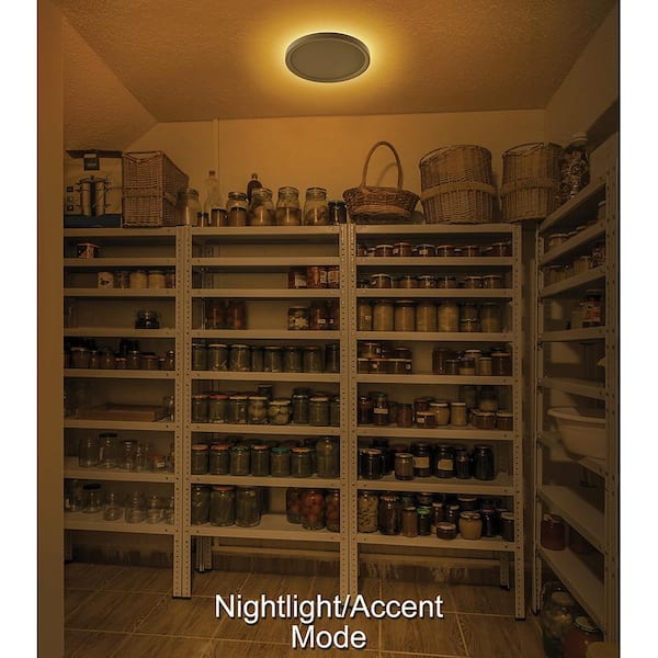 9 in. White, Oil Rubbed Bronze Trims 800 Lumens LED Flush Mount Ceiling Light Fixture with Night Light Adjustable CCT