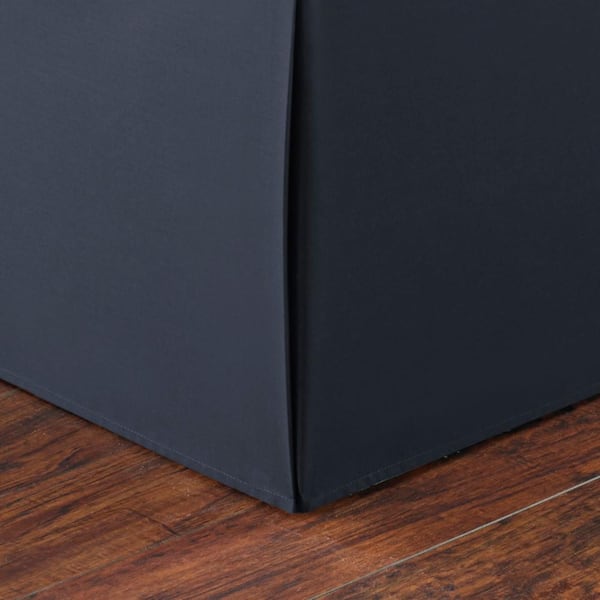 15 in. Solid Cotton Navy King Drop Bedskirt