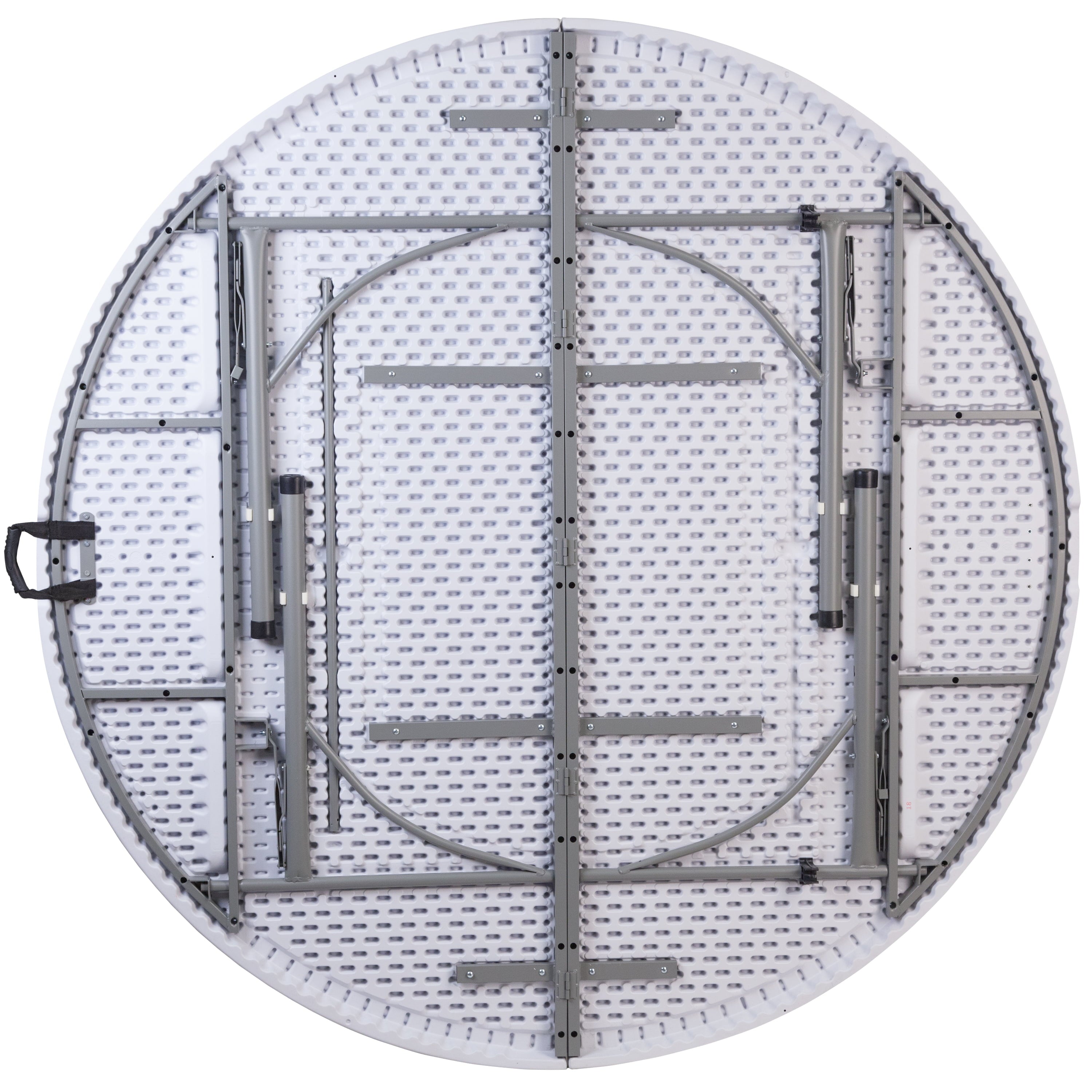 BizChair 5.89-Foot Round Bi-Fold Granite White Plastic Banquet and Event Folding Table with Carrying Handle