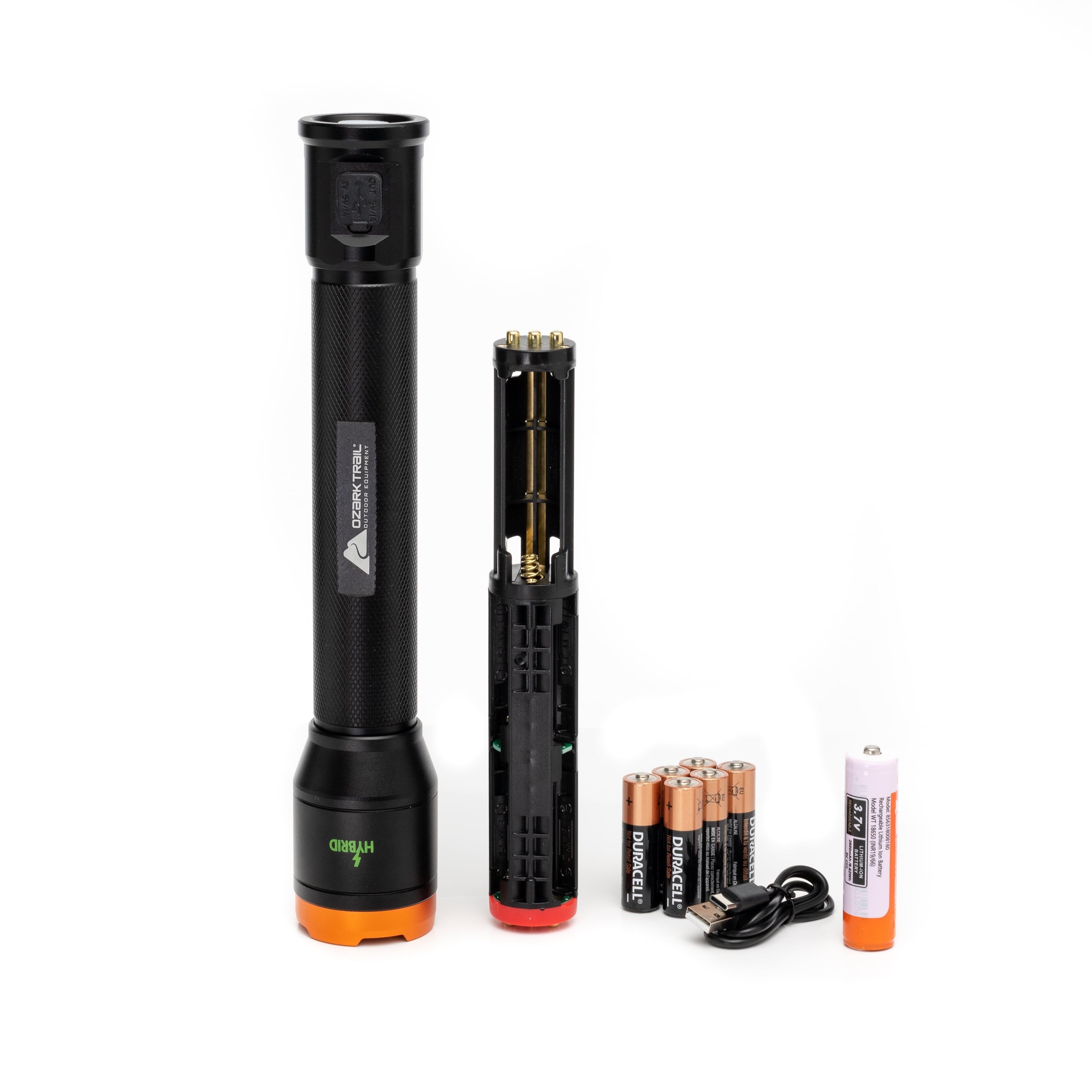 Ozark Trail 1600 Lumens LED Hybrid Power Flashlight (Alkaline and Rechargeable Battery Included)