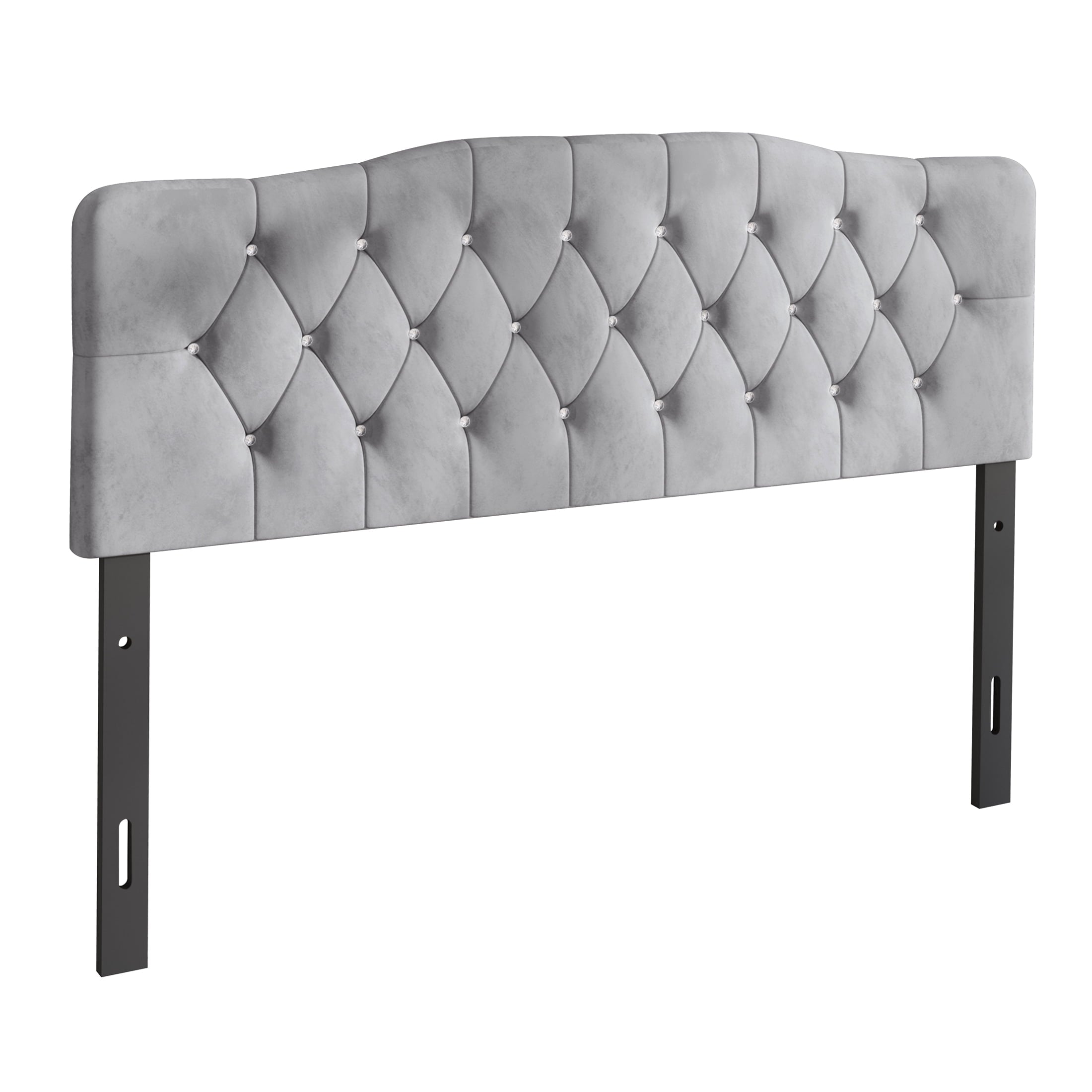 Castle Place Uphlostered Tufted Headboard, Silver Grey Velvet, King
