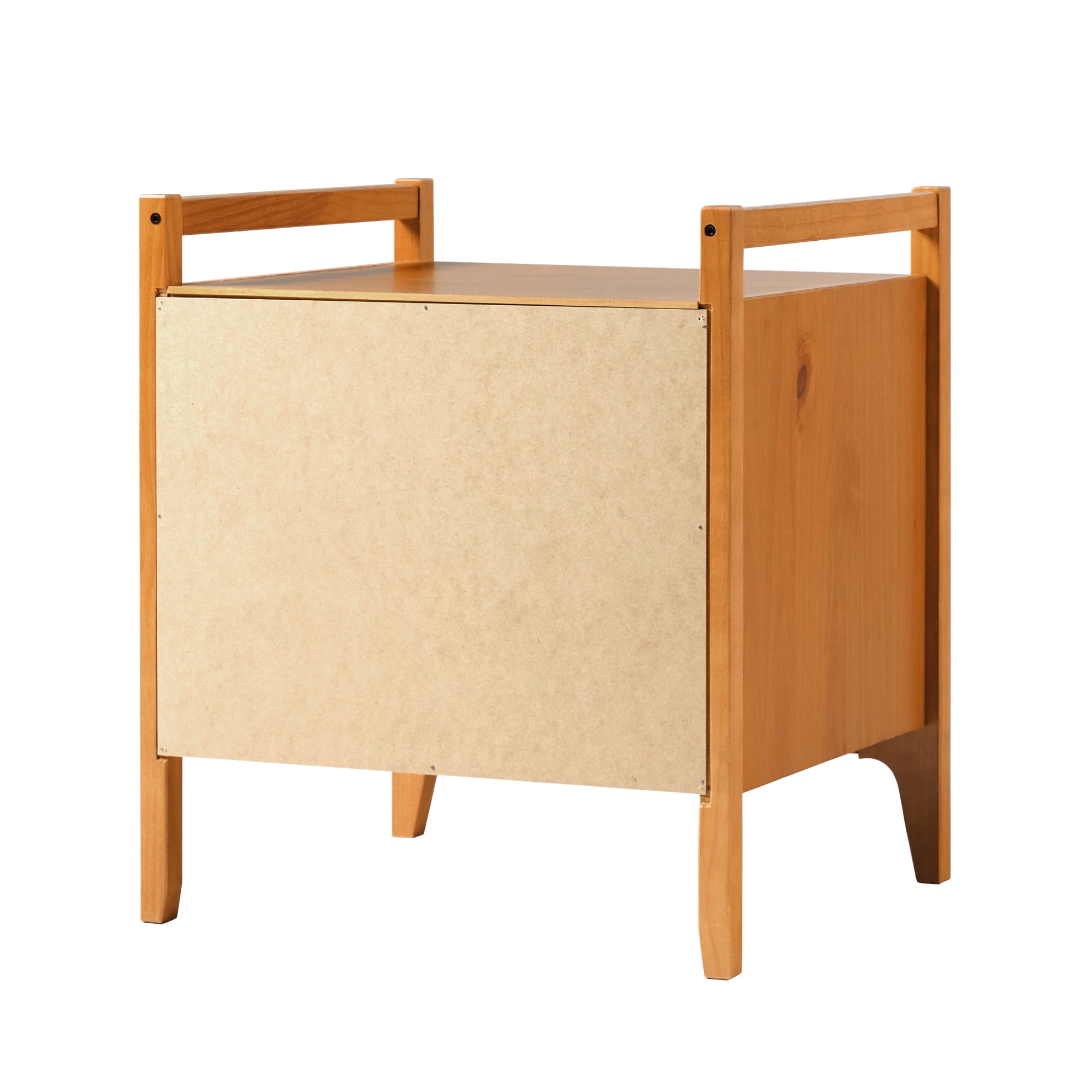 Walker Edison Mid-Century Modern Solid Wood 2-Drawer Nightstand, Caramel