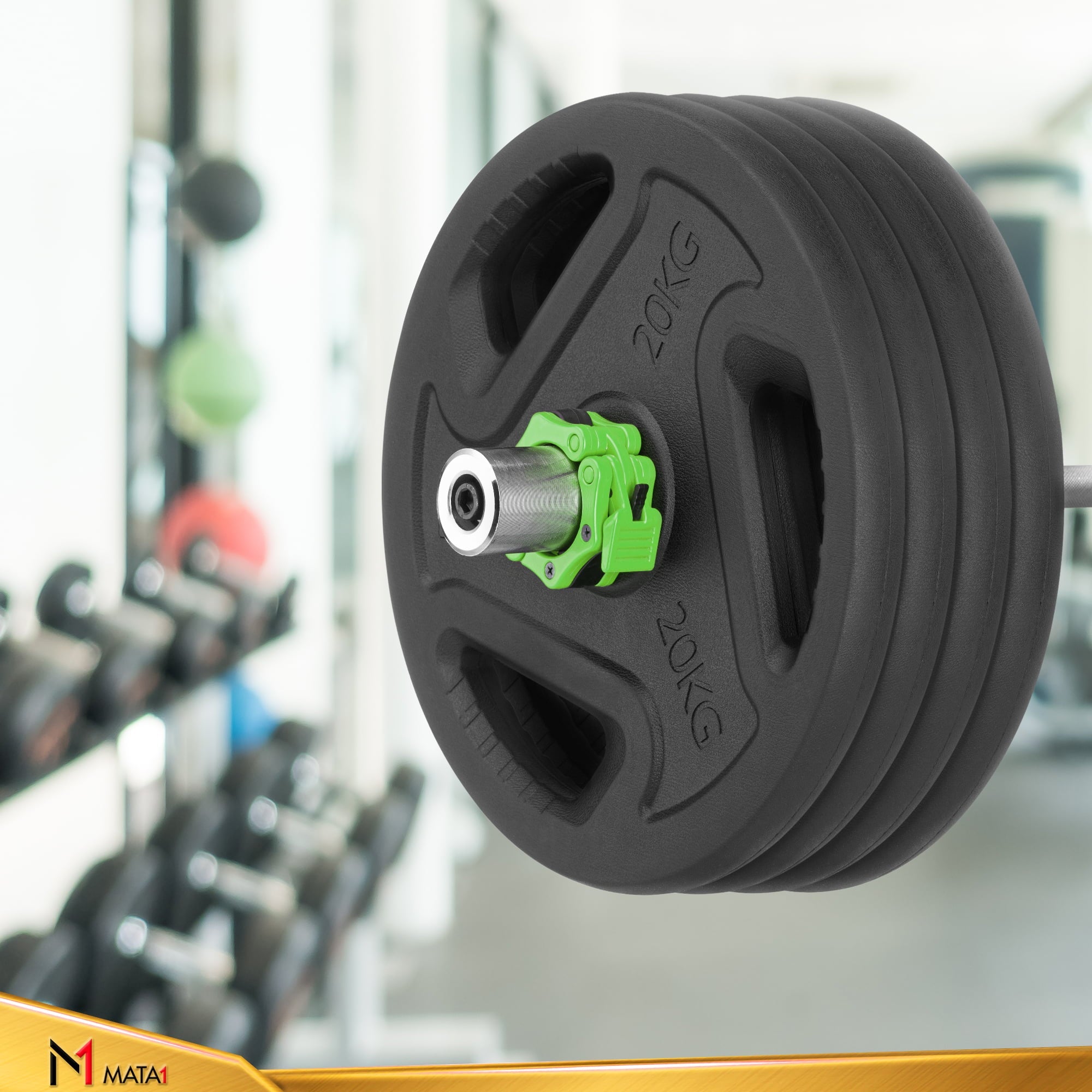 2 inch Olympic Barbell Clips Clamp Barbell Collars Set of 2 Green by Mata1-USA