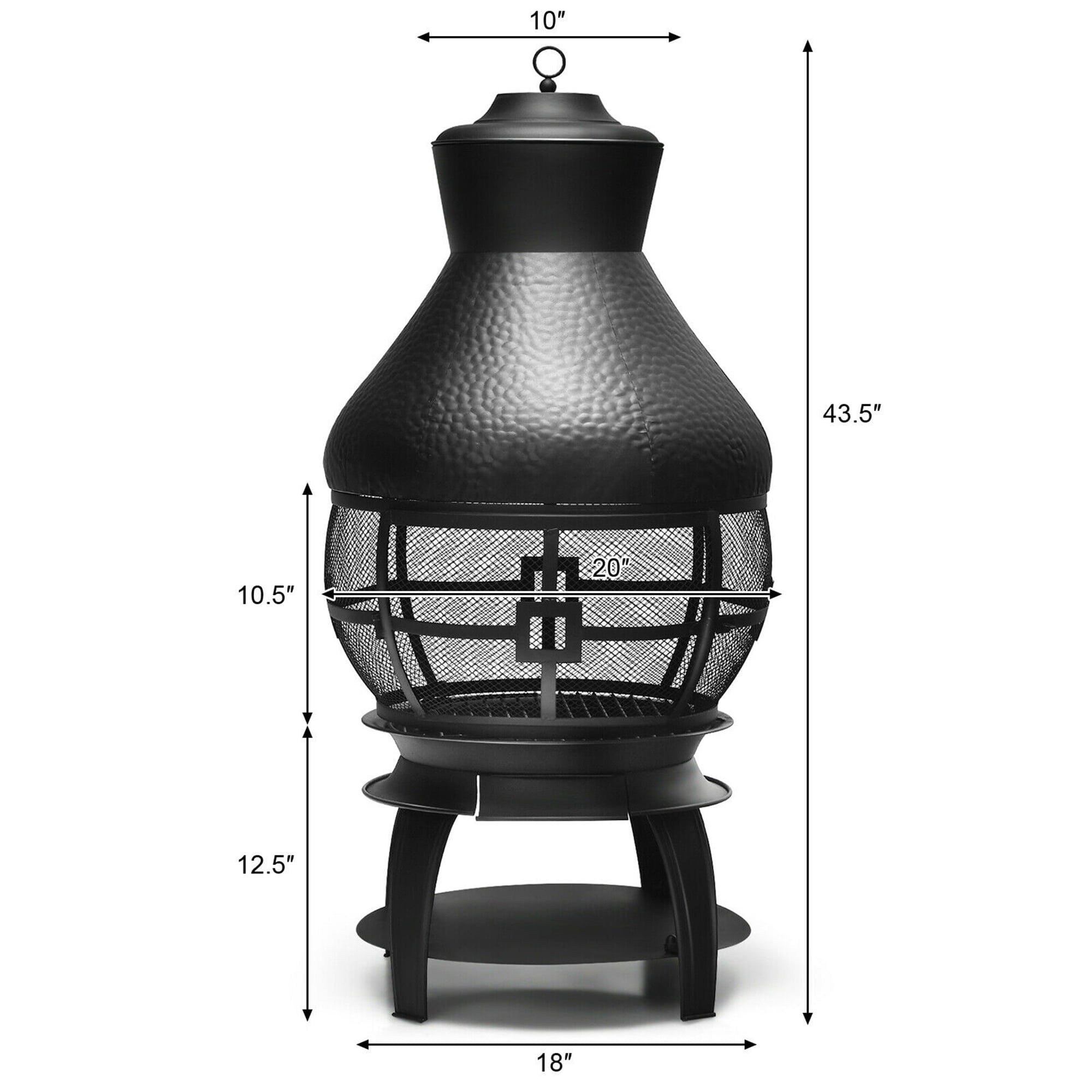 Gymax Patio Fire Pit Chimenea Fireplace Wood Burning Heater Garden Backyard