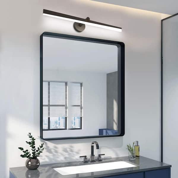 23 in. 14-Watt 1-Light Black LED Vanity Light with Dimming Function