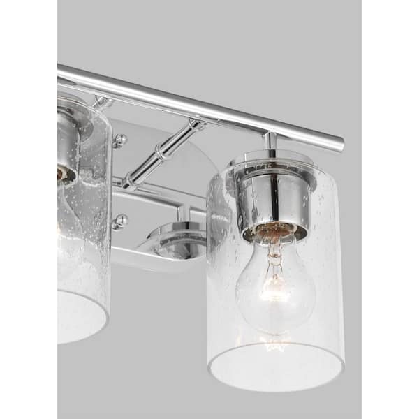 Oslo 12.5 in. 2-Light Chrome Dimmable Bath Vanity Light with Clear Seeded Glass Shades