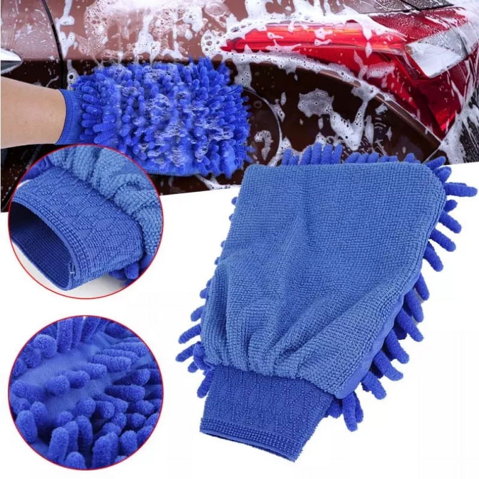 Casewin Car Wash Mitt – Scratch-Free Chenille Microfiber Washing Mitts, Dual Sided Cleaning Gloves for Dirt & Bugs - Premium Sponge Cloths for Cars, Trucks and Boats - 4Pack