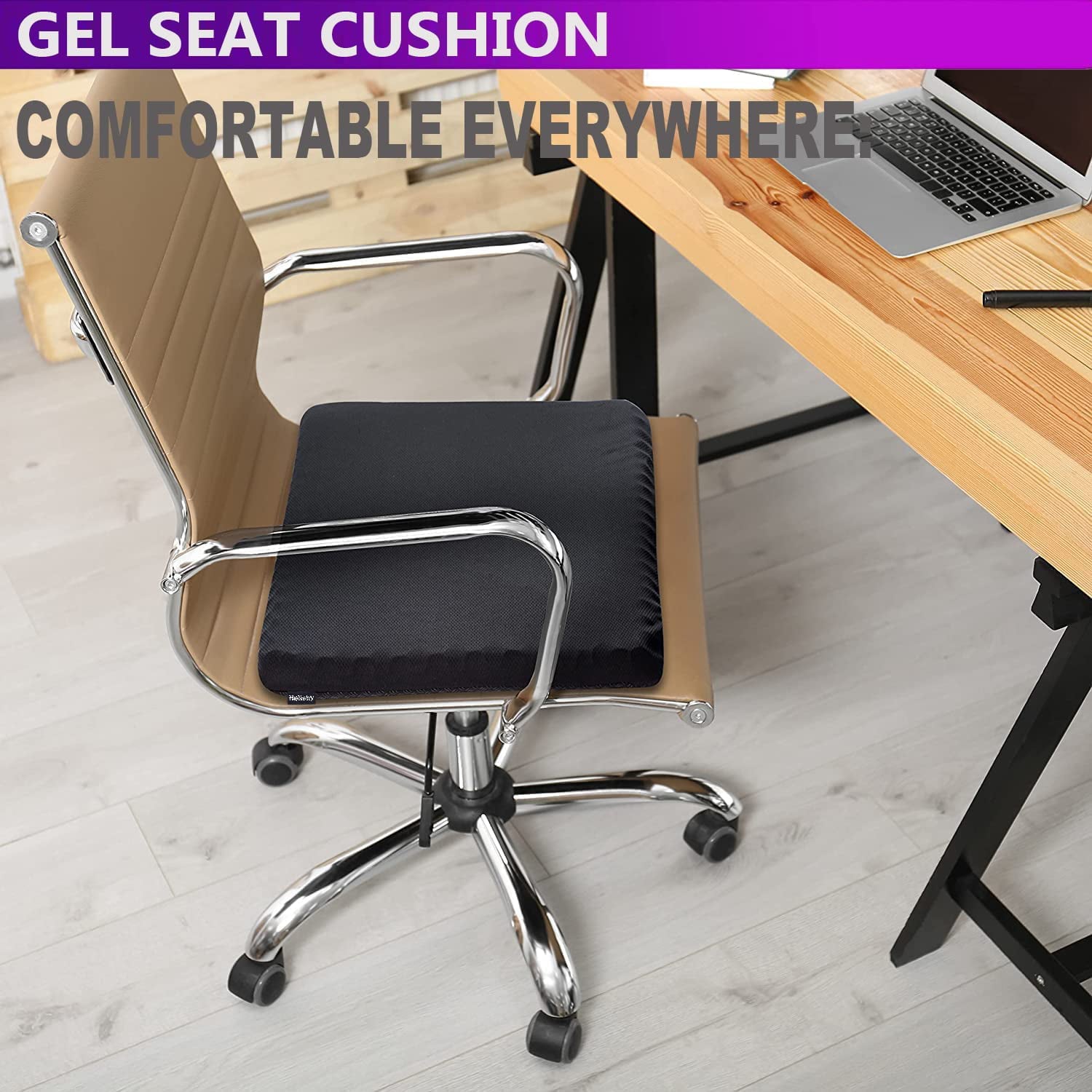 Gel Enhanced Seat Cushion for Long Sitting - Double Thick Honeycomb Breathable Design Egg Seat Cushion with Non-Slip Cover - Office Chair Car Cooling Seat Cushion - Computer Desk Pain Relief Pad