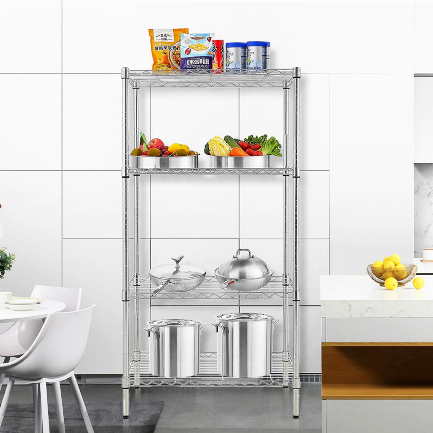 Zimtown 30''L x 18''W x 59''H Wire Shelving, Adjustable 4-Shelf Metal Garage Storage Organizer, Chrome