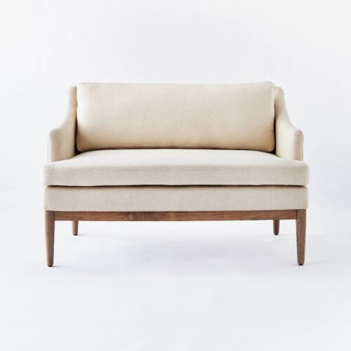 Howell Upholstered Loveseat with Wood Base Cream Rubberwood Frame