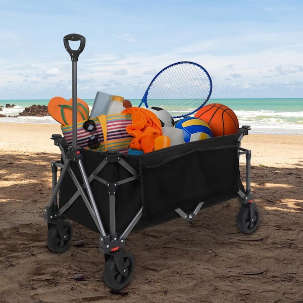 4.2 cu. ft. Heavy-Duty Steel Collapsible Folding Utility Wagon Outdoor Garden Cart