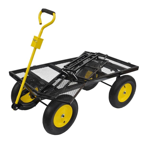 10.5 cu. ft Heavy-Duty Metal Utility Cart Garden Cart (Yellow Plus Black)