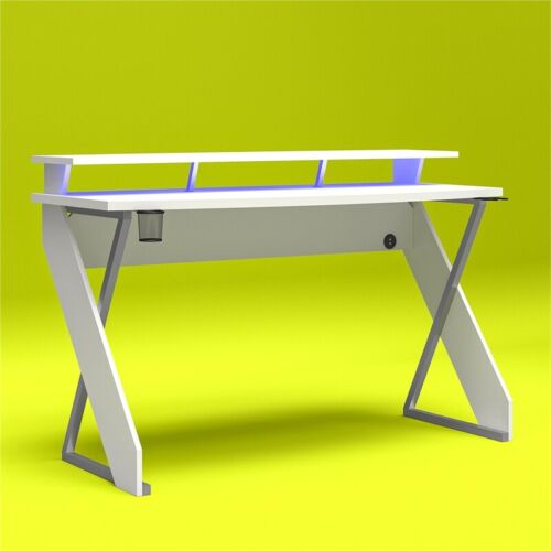 NTense Xtreme Gaming Desk with Riser in White