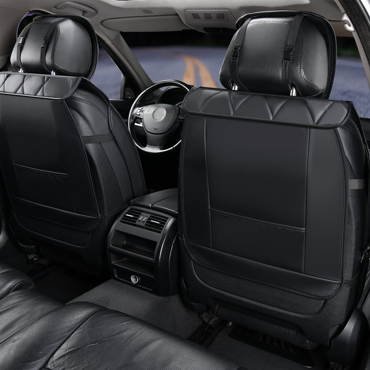 Carshaping Universal Full Surrounded Bling Diamond Crown Soft Leather Front 1PC Car Seat Covers