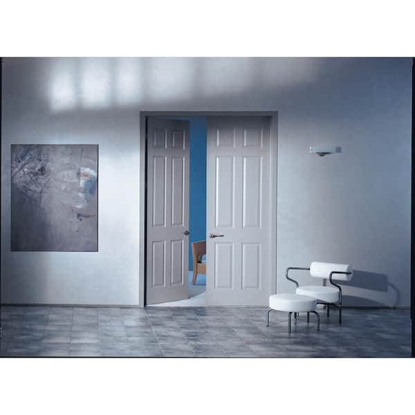 48 in. x 80 in. 6 Panel Colonist Primed Textured Molded Composite Double Prehung Interior Door