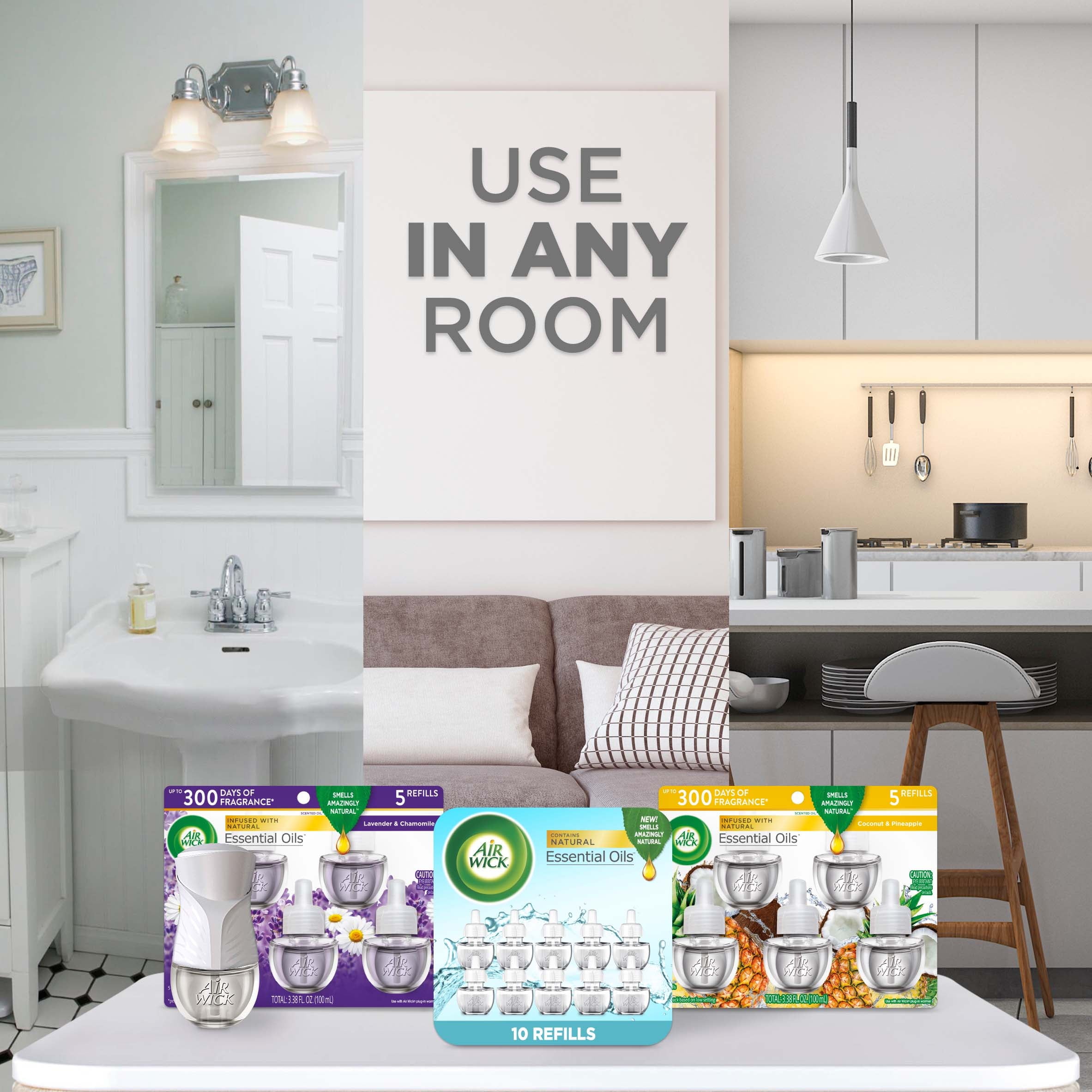 Air Wick Plug in Scented Oil Refill, 7 ct, Fresh Linen, Air Freshener, Essential Oils