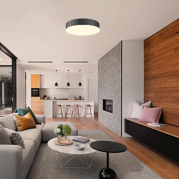 Luis 11 in. Light Matte Black Adjustable CCT Integrated LED Flush Mount