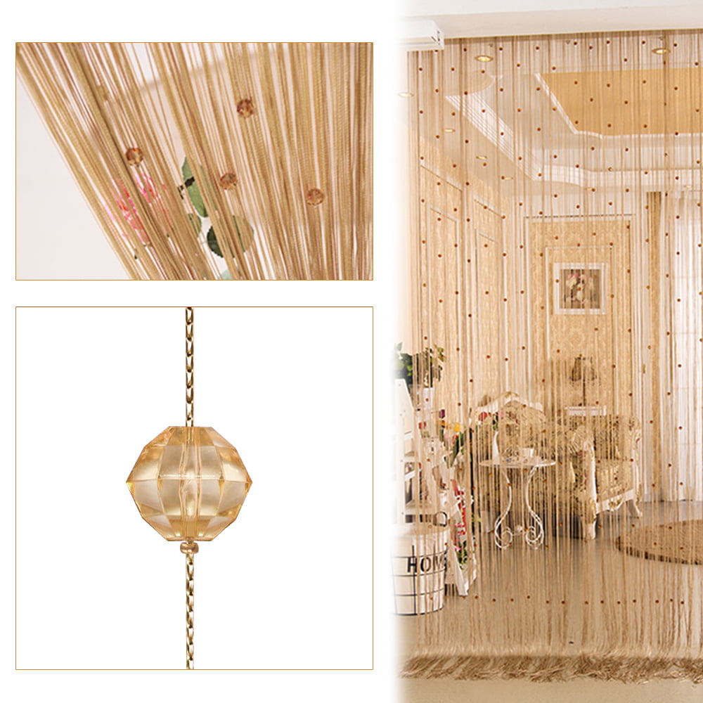 ANMINY Crystal Beads Door Curtain Room Divider Curtains String Tassel Room Decor for Window Door Wall Screen, Champagne