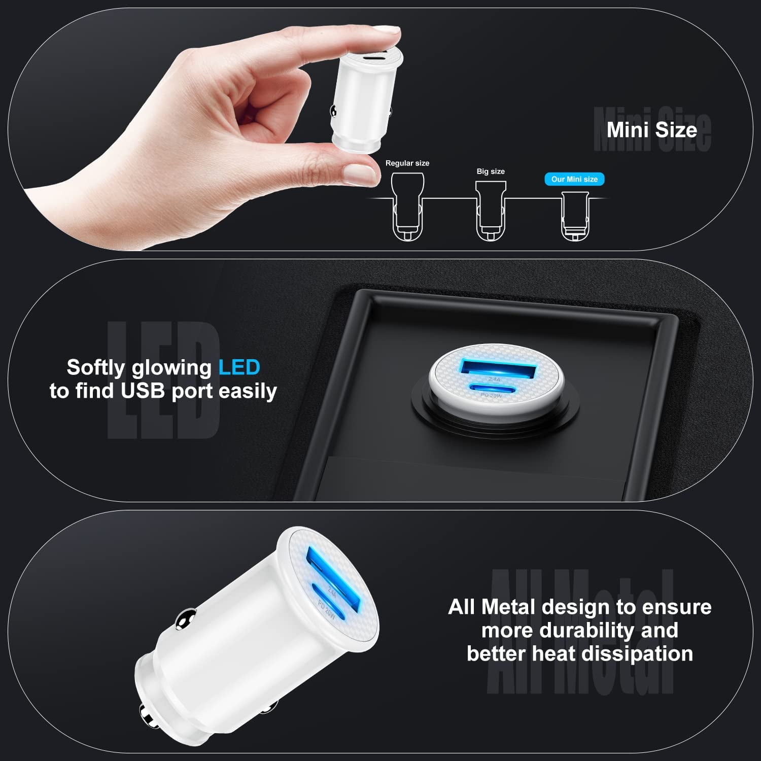 iPhone Fast Car Charger, [Apple MFi Certified] Apple Car Charging Adapter, Dual Port USB A and USB C Plug with 2Pack 6ft Lightning Cable for iPhone 15/14/13/12/11 iPad Case