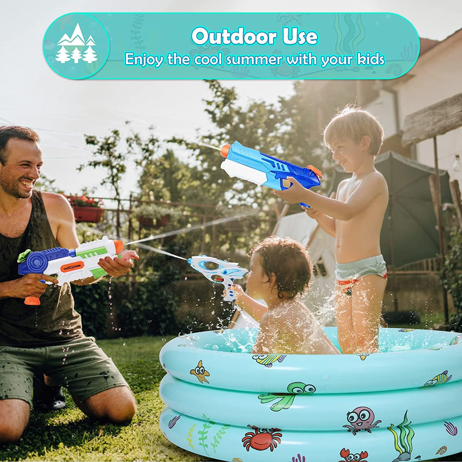 Kimiangel Kiddie Pools, 3 Ring Inflatable Swimming Pool with Air Pump for Baby, Kids, Toddlers, 40