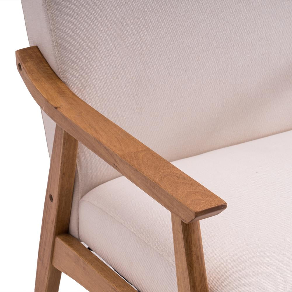 Ktaxon Mid-century Modern Arm Chair with Solid Wood Frame,Lounge Chair Club Chair,Beige